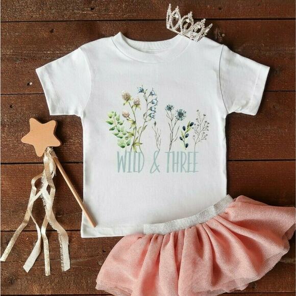 Wild & Three Birthday Shirt Girls 3T - Picture 1 of 7